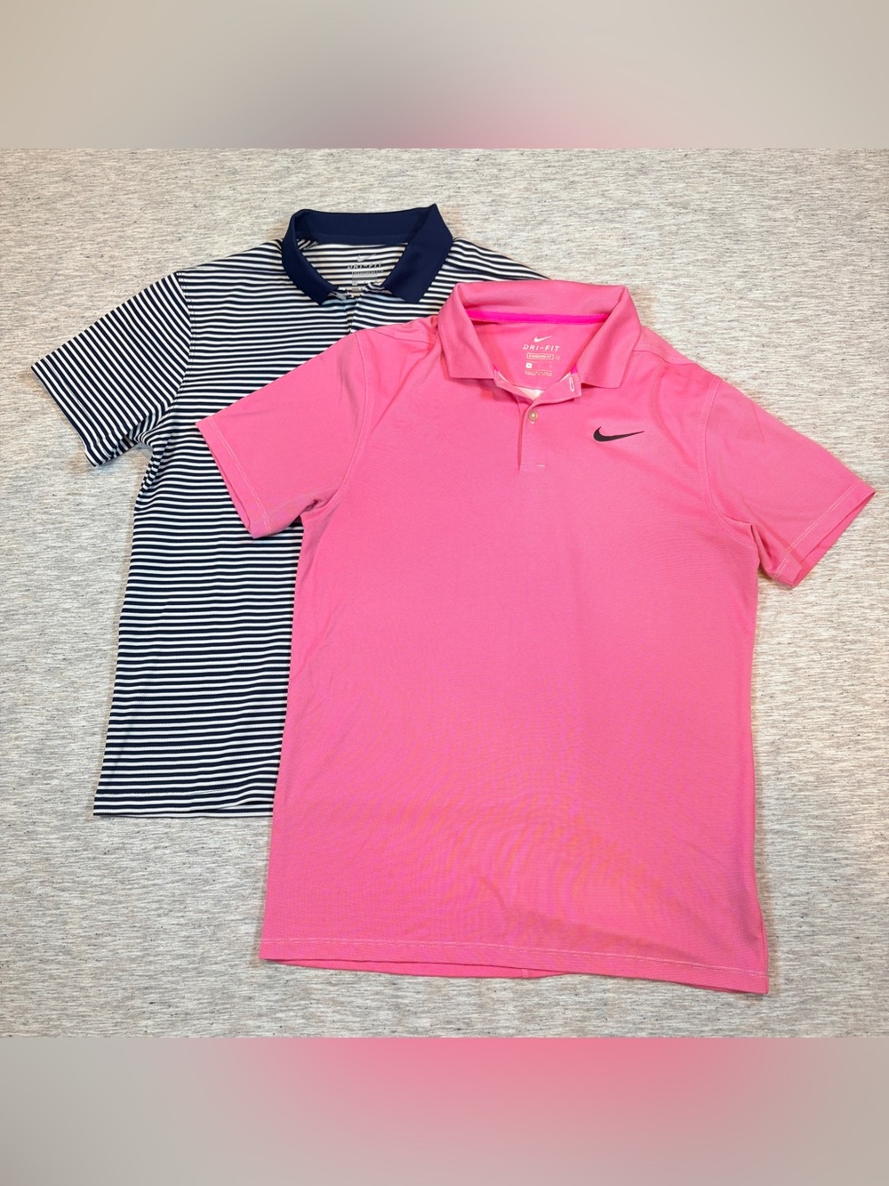 Nike Men’s Lot of 2 Dri-FIT Polos Pink and Blue Striped Size Small